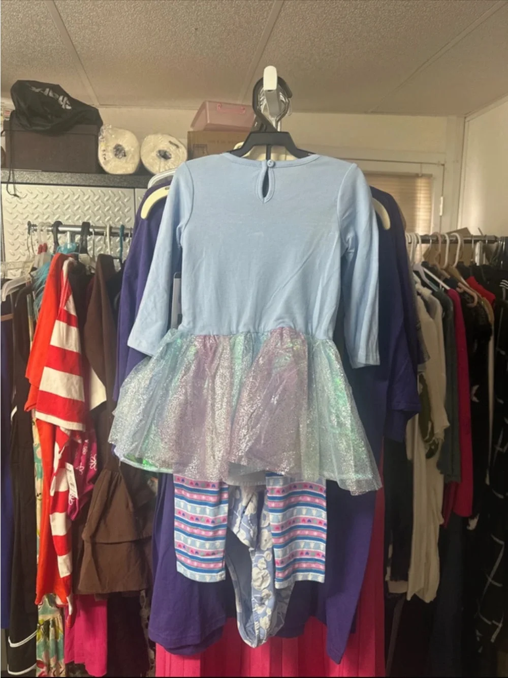 Counting Daisies Light Blue Sparkle Snowman Girls Costume Dress with Tulle Skirt
